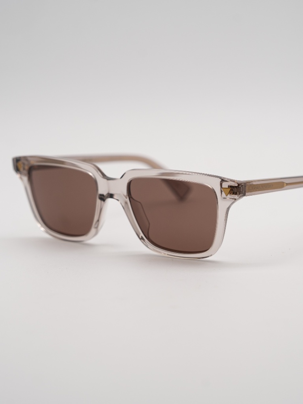 Bottega Veneta Rectangular Square Sunglasses Recycled-Acetate Clear Grey Brown